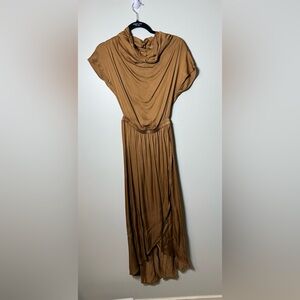 YFB | Satin Cowl Neck Copper Dress